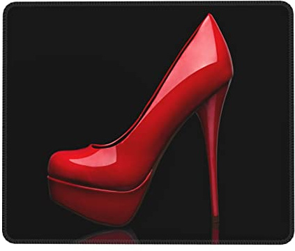 XVBCDFG Mouse Pad Acquerello Rosso Tacchi Alti Antiscivolo Gaming Mouse Pad per Computer Portatile Ufficio Scarpe Donna Nero B