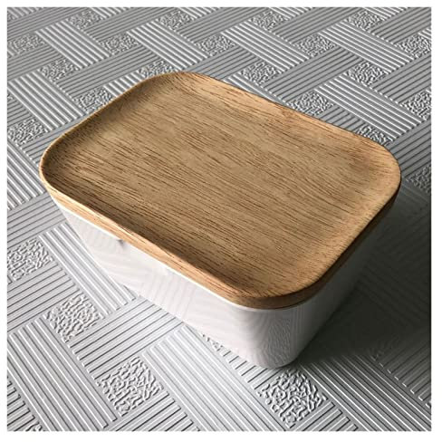 MORYEN Mantequera de porcelana con tapa, plato de mantequilla francesa, caja de almacenamiento aislada, contenedor de almacenamiento de queso de cocina, bandejas de almacenamiento de 250 ml