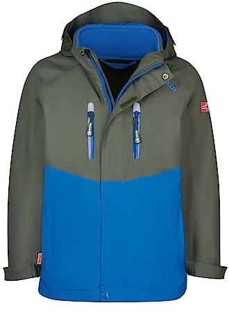 Trollkids Kinder Bryggen wasserdichte winddichte 3in1 Jacke, Efeugrün/Mittelblau, Größe 98
