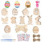 Funmo 66 Ostereier Bemalen Kinder,Ostern Basteln Kinder Set Ostern Kinder Holz Basteln Ostern DIY Anhänger Osterdeko Basteln Mit Ostereier Strass Zwirnen Selbstklebend Holzanhänger Frühling