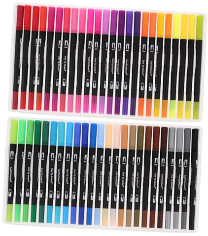 STOBOK 48stücke Doppelköpfige Marker Malstifte Mit Doppelspitze Kunstmarker Für Ausmalen Skizzieren Mehrzweck-marker-malerei