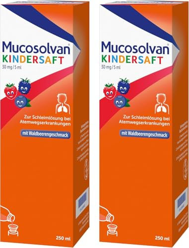 Mucosolvan® Hustensaft | Doppel-Pack 2x250 ml | Hustenlöser bei Husten und festsitzendem Schleim | Mit Ambroxol für schnelle Hustenlinderung | Für die ganze Familie | Bei Erkältung oder Bronchitis