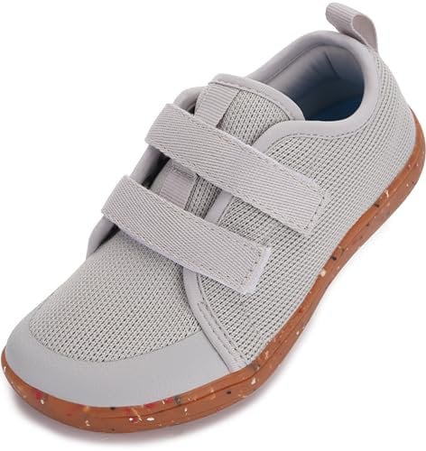 WHITIN Barfußschuhe Kinder Barfussschuhe Jungen Mädchen Breite Weit Barfuß Barfuss Schuhe Barefoot Shoes Sneaker Farbige Gummisohle Hallenschuhe Hellgrau 30 EU