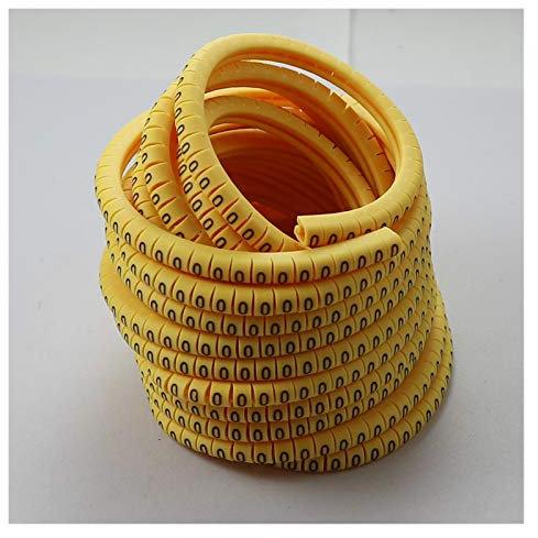 INOKAI Gaines Câble,Manchon de Câble 0,5-35 mm marqueur de câble Jaune Tube de Prune 0-9 numéro 35mm2 100pcs