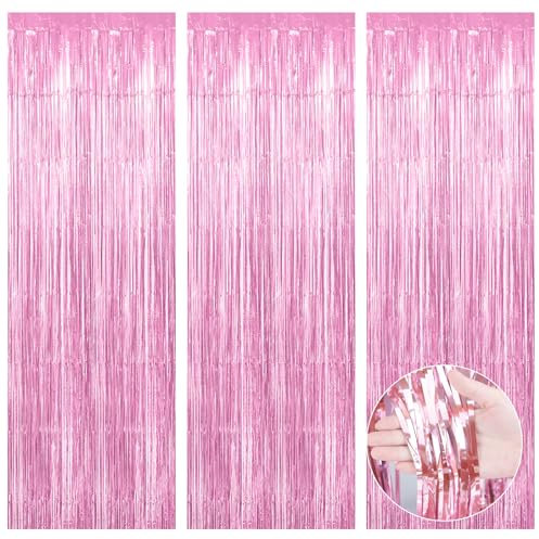 Lametta Vorhang,Glitzervorhang Lametta,Lametta Vorhang Rosa,Party Deko,Glitzer Vorhang,Deko Geburtstag,Fringe Lametta Fotowand Hintergrund Metall Tinsel Valentinstag Girlande Luftballons Deko