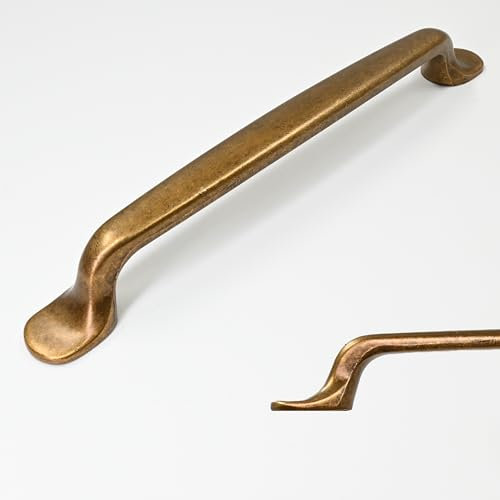Amerdeco 10 Pack Antique Brass Retro Cabinet Pulls 6.3 Inch(160mm) Hole Centers Kitchen Cabinet Handles Solid Zinc Alloy Cabinet Hardware Drawer Pulls AM009