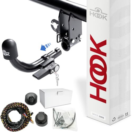 HOOK Anhängerkupplung abnehmbar kompatibel mit Nissan Qashqai J11 12.2014-10.2018 + 13-polig fahrzeugspezifischer Elektrosatz