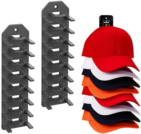 MOSTRUST Hat Racks for Wall, 2 Packs Hat Organizer for Baseball Caps Adhesive Hooks Hold Up to 16 hats, Hat Storage Display Hanger Holder for Door Closet Bedroom Room