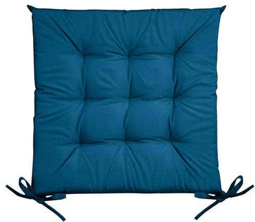 Eurofirany Wasserfeste Stuhlkissen Outdoor Sitzkissen Garten Kissen Terasse 40x40 Auflage Sitzauflage Bodenkissen Polster (Dunkelblau)