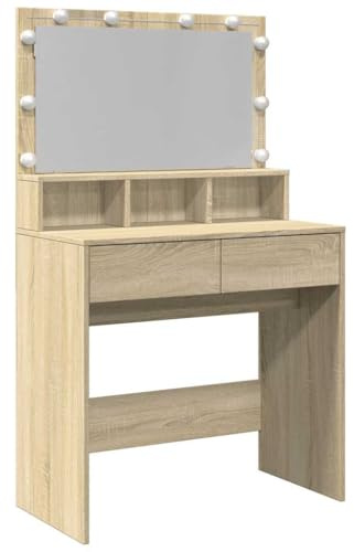 vidaXL Dressing Table with LED Sonoma Oak 80x41x134.5 cm