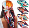 WELROG 90x90cm Große quadratische Fleckschals für Damen 4 PCs Frauen Seidig wie Kopftuch Bandanas Haarschal Halstuc Schlafringe