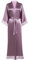 BABEYOND Peignoir long et court pour femme - Couleur unie - Manches en dentelle - Satin - Robe kimono d'été - Couleur pure, violet/transparent, taille unique