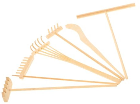 Alasum 3 Sets Pcs Small Desktop Decor Small Zen Sand Garden Kit Desktop Toys Bonsai Kit Japanese Garden Tools Japanese Tools Miniature Rake Garden Sand Rake Bonsai Tools Mini Rake Wooden