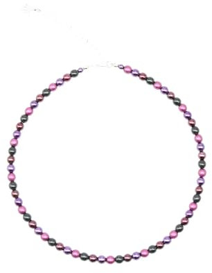 Feliss Handmade: Ketten aus Perlen Halskette Damen Statement Kette 45 cm lang in Boho Style. Choker Halsband Schmuck. Beads Perlenkette Frauen lila