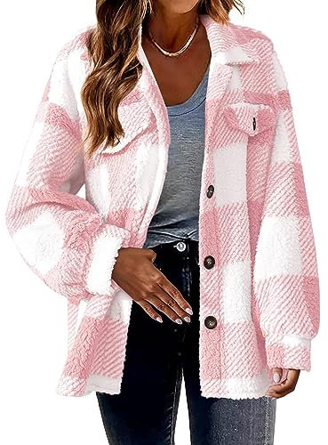 Veste Boutonnée Doublée En Sherpa Veste Oversize Femme Chemise Chaude Polaire Manteaux D'Hiver En Coton À Manches Longues