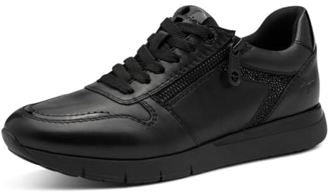 Tamaris Comfort Damen Sneaker flach Rund mit Reißverschluss, Schwarz (Black), 41 EU