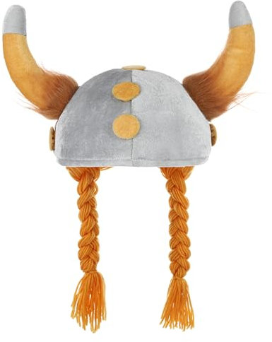 KarneLux Wikinger Hut - Lustige Kopfbedeckung als Gallier Kostüm - Mütze mit Zöpfen ideal für Karneval, Fasching oder Motto Partys