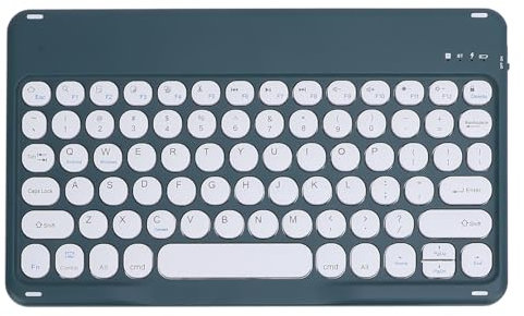 Denash Bluetooth Keyboard, 10 Inch Wireless Keyboard Typewriter Retro Round Keycaps Keyboard with Mouse Pad, Ergonomic Keyboard for Tablets PC Smartphone (Green)