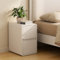 AQIMUELE Nachttisch, Schmal, Beistelltisch mit 2 Schubladen, Narrow Nightstand, Installationfrei, Lederoberfläche, für Schlafzimmer, Wohnzimmer, Breite 30 cm (weiß)