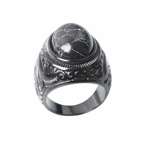 VELESAY Edelstahl Herren Ring Schwarz Siegelring Damen Punk Biker Gothic Hip Pop Ring Herren Schmuck Schwarz US13