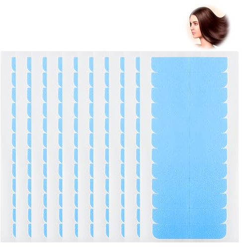 CJMUQHEHH Cinta adhesiva para extensiones de pelo, tiras adhesivas de repuesto, resistentes al agua, para extensiones de pelo humano, 4 cm x 0,8 cm, 120 unidades, color azul
