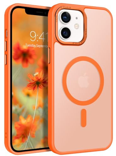 GaoBao Case for iPhone 12, iPhone 12 Pro Case [Compatible with MagSafe] Translucent Matte Magnetic Shockproof Anti-Fingerprint Protective Case, Mobile Phone Case iPhone 12/iPhone 12 Pro Case, Orange