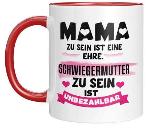 Taza divertida con texto en inglés To Be Mam is a Honor - Ser suegra no tiene precio - Idea de regalo para mujeres, familia y suegras - Rojo