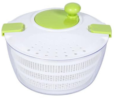 JZFOACHR Salad Spinner Kitchen Salad Spinner Large 4L Capacity - Manual Lettuce Spinner Rotary Handle - Easy To Use With Bowl Colander & Built-in Draining (Green)