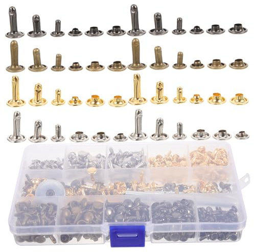 Sewroro Remaches De Cuero Para Reparación Kit De Encuadernación Herramienta De Instalación