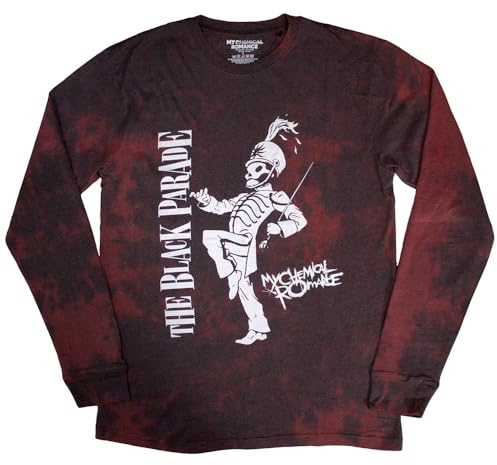 Rock Off officially licensed products Men's My Chemical Romance Marching Stone Wash Long Sleeve Red