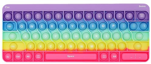 Mtbricey Pop Keyboard Fidget Spielzeug Regenbogen Silikon Push Bubble Sensorisches Fidget Spielzeug ADHS Relief Angst Autismus Stress Wasserfeste Fidget Toys für Kinder und Erwachsene (Stil A)