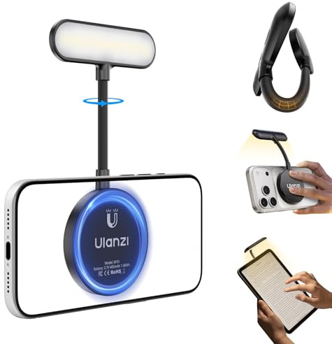 ULANZI M10 Magnetic Selfie Light - Gooseneck LED Phone Fill Light Portable Video Conference Lighting, 5 Brightness Levels & Modes, Flexible Reading Light for iPhone/Android/iPad/Laptop/Photo/Reading