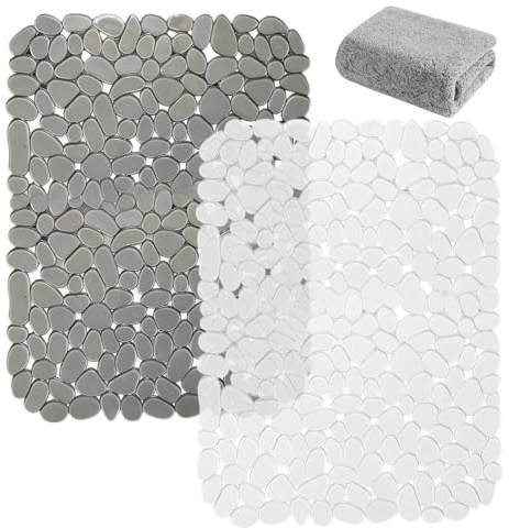 2PCS Sink Protector Mat, 40x30cm PVC Mat with Cleaning Cloth