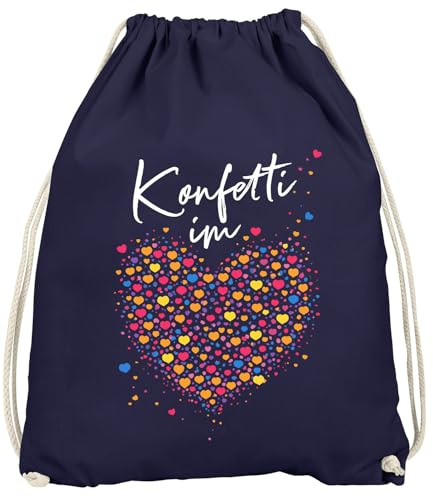 MoonWorks® Turnbeutel - Konfetti Herz - Accessoires Fasching Gadgets Spruch lustig Faschingsartikel Tasche Gymbag Navy unisize
