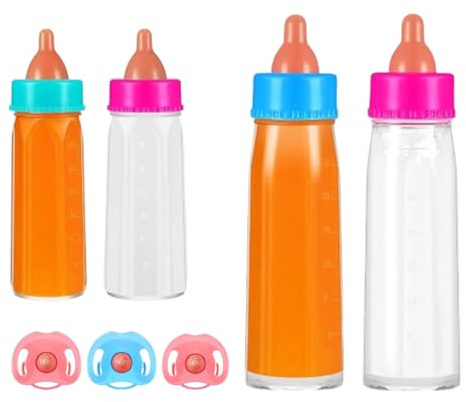 Doll Magic Milk Bottle - 7-Piece Dolls Feeding Set for Reborn | Milk Bottle Feeding Set with Pacifier, Pretend Play Toy | Safe Colorful Dolls Accessories Fun Interactive Feedings Sets