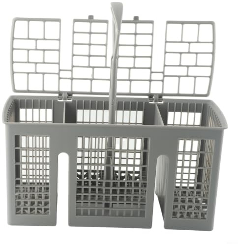 Geschirrspüler-Besteckkorb, kompatibel mit Bosch, Siemen, Gaggenau – Ersatzteil mit abnehmbarem Griff, 6 Fächer, grau, 22,8 cm Länge