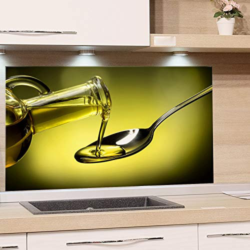 GRAZDesign Cristal protector contra salpicaduras para cocina, diseño de aceite de oliva verde mediterráneo, pared trasera de cocina, 80 x 60 cm