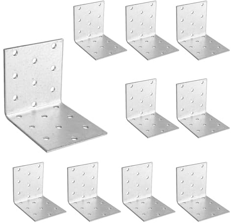 OMIDEAS 10 x Angle Brackets (60 x 60 x 60 x 2) Corner Metal Braces Wood Timber Galvanised Steel Sheet Connecting Joining Fixing L Repair Connector