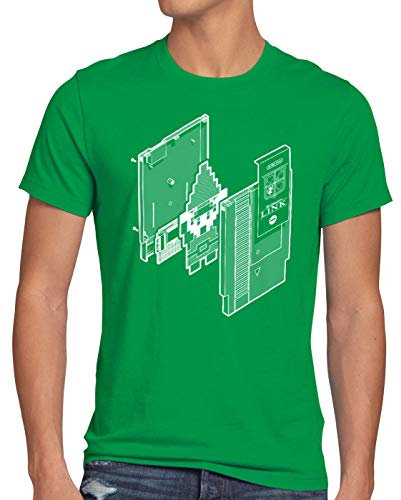style3 Adventure of Link Herren T-Shirt Classic Gamer SNES 8-Bit, Größe:M, Farbe:Grün