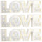 Lunartec LED-Lampe Schriftzug: LED-Schriftzug LOVE aus Holz & Spiegeln mit Timer, 3er-Set (LED Wanddeko, LED-Deko-Schriftzug)