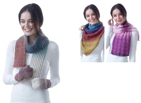 King Cole 5148 Knitting Pattern Scarf Mittens Wraps and Cushions in King Cole Curiosity DK