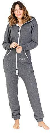 Moniz Damen Jumpsuit, Onesie, Overall (XL, Dunkelgrau)
