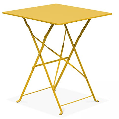 Oviala Table de Jardin Pliante bistrot en Acier Jaune