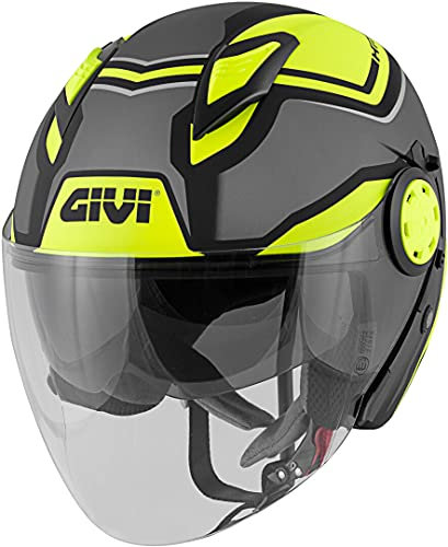 GIVI 12.3 Stratos Shade Casco a getto (Black Matt/Yellow,L (60))