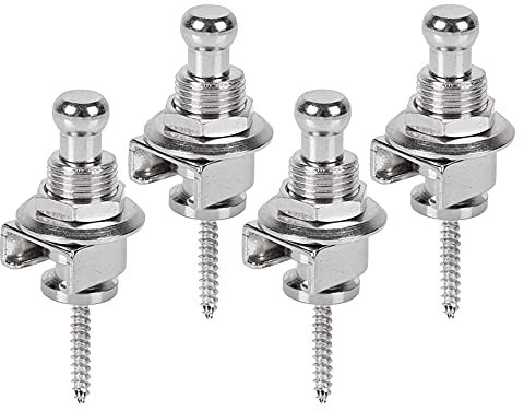 Mesee 4Pcs Guitar Strap Locks Buttons Non-slip Security Bass Straplocks Quick Release Strap Locking Button Retainer for Acoustic Electric Guitar Bass Ukulele - Silver