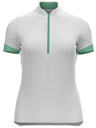 Odlo Damen Radtrikot halber Reißverschluss ESSENTIALS, white - hemlock, XL
