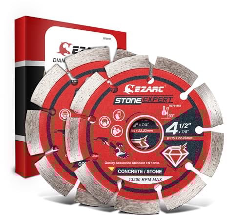 EZARC Diamant Trennscheibe 115 mm, Diamantscheibe Trennscheibe Segmentiert, Trennen und Schneiden für Granit, Stein, Ziegelstein, Marmor (2er-Set)