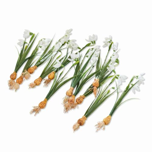 Loberon Deko-Blume 12er Set Willmare, Naturgetreue Schneeglöckchen-Nachbildung, für frühlingshafte Dekoideen, Kunstblume, Kunststoff, Eisendraht, weiß/grün
