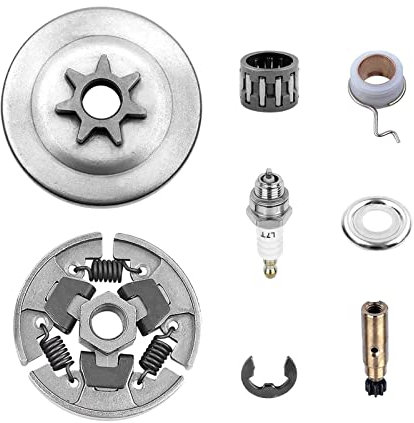 3/8 Zoll-7T Ritzel Kupplung Trommel Kit für Stihl 017 018 MS170 MS180 021 023 025 MS210 MS230 MS250, Ritzel + Kupplungstrommel + Schnecke Getriebe + Waschung er + E-Clip + Zündkerzen-Nadellager Kit