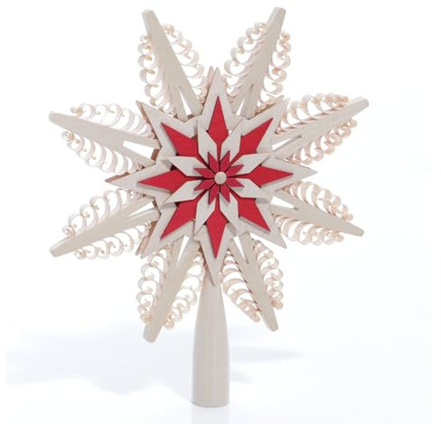 Rudolphs Schatzkiste Christbaumschmuck Baumspitze rot mit Spanbäumen Ø ca 18cm NEU